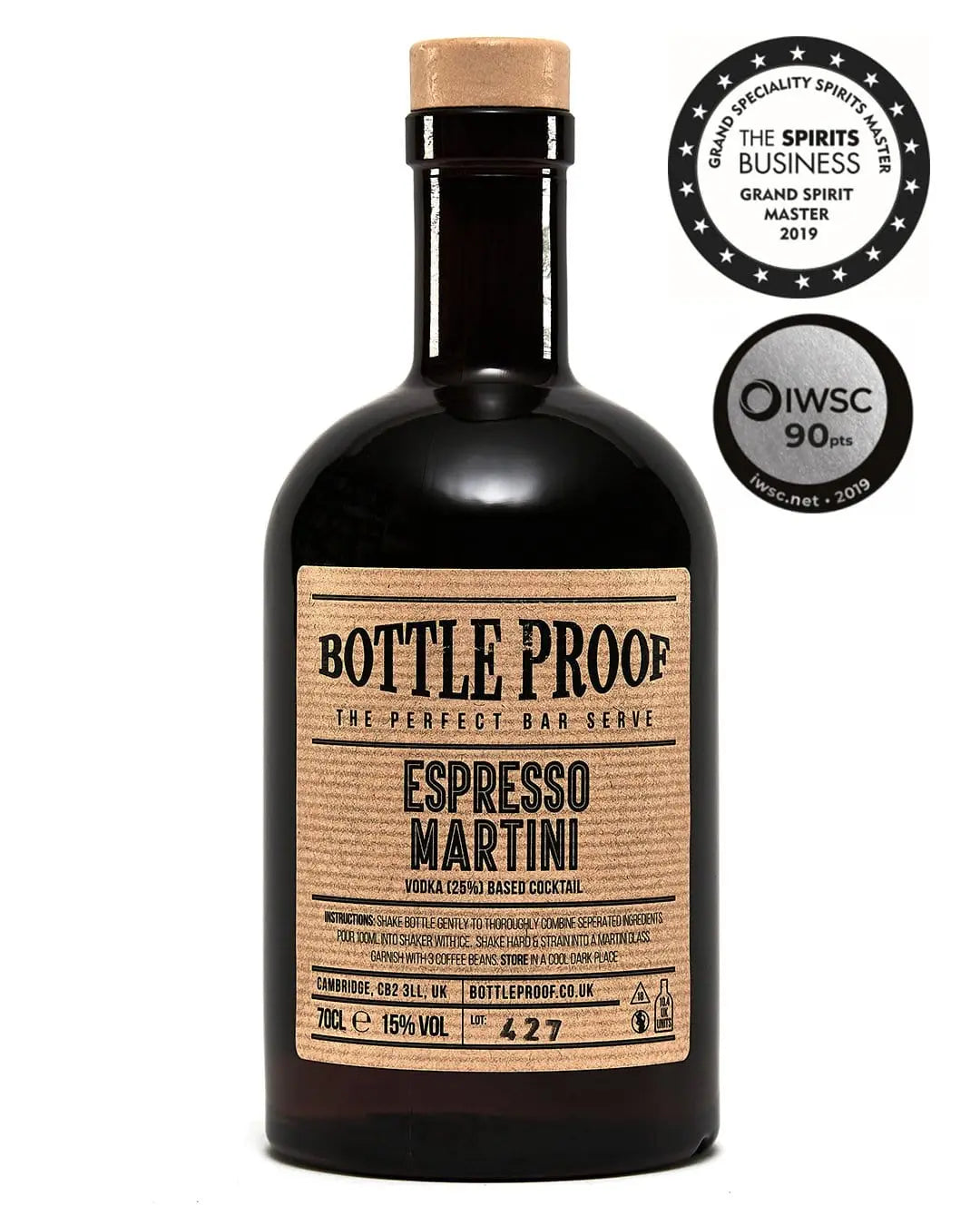 Espresso Martini, Bottleproof Cocktails, 70 cl Ready Made Cocktails