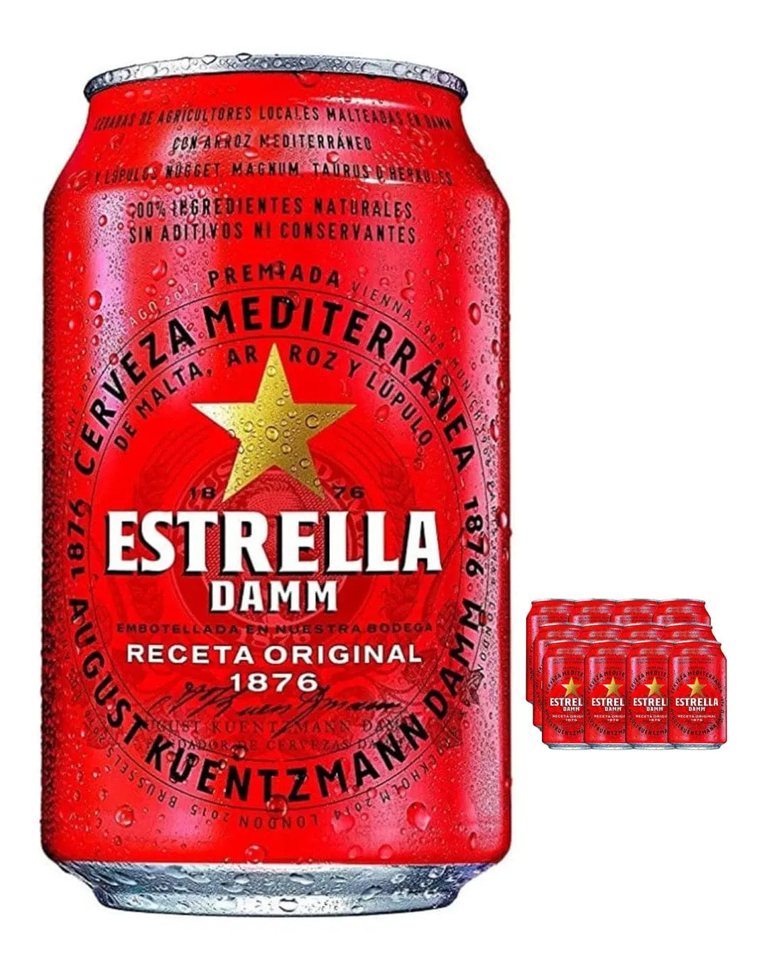 Estrella Damm Premium Lager Beer Cans, 24 x 330 ml Beer 8410793285836