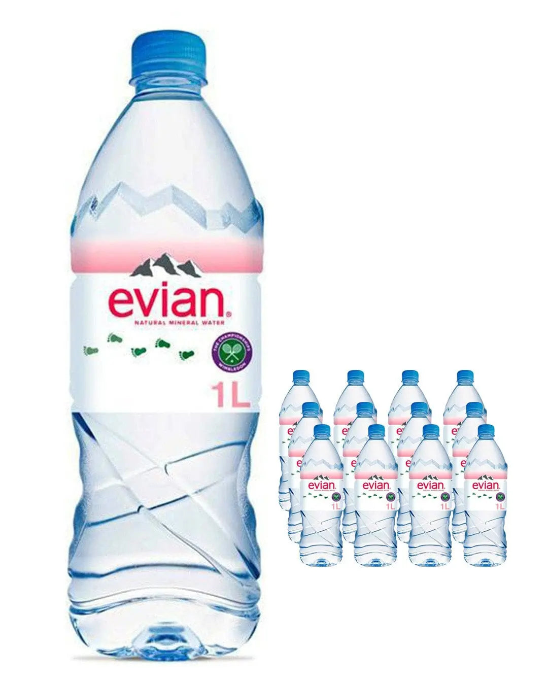 Evian Natural Spring Water Plastic Bottle Multipack, 12 x 1 L Water