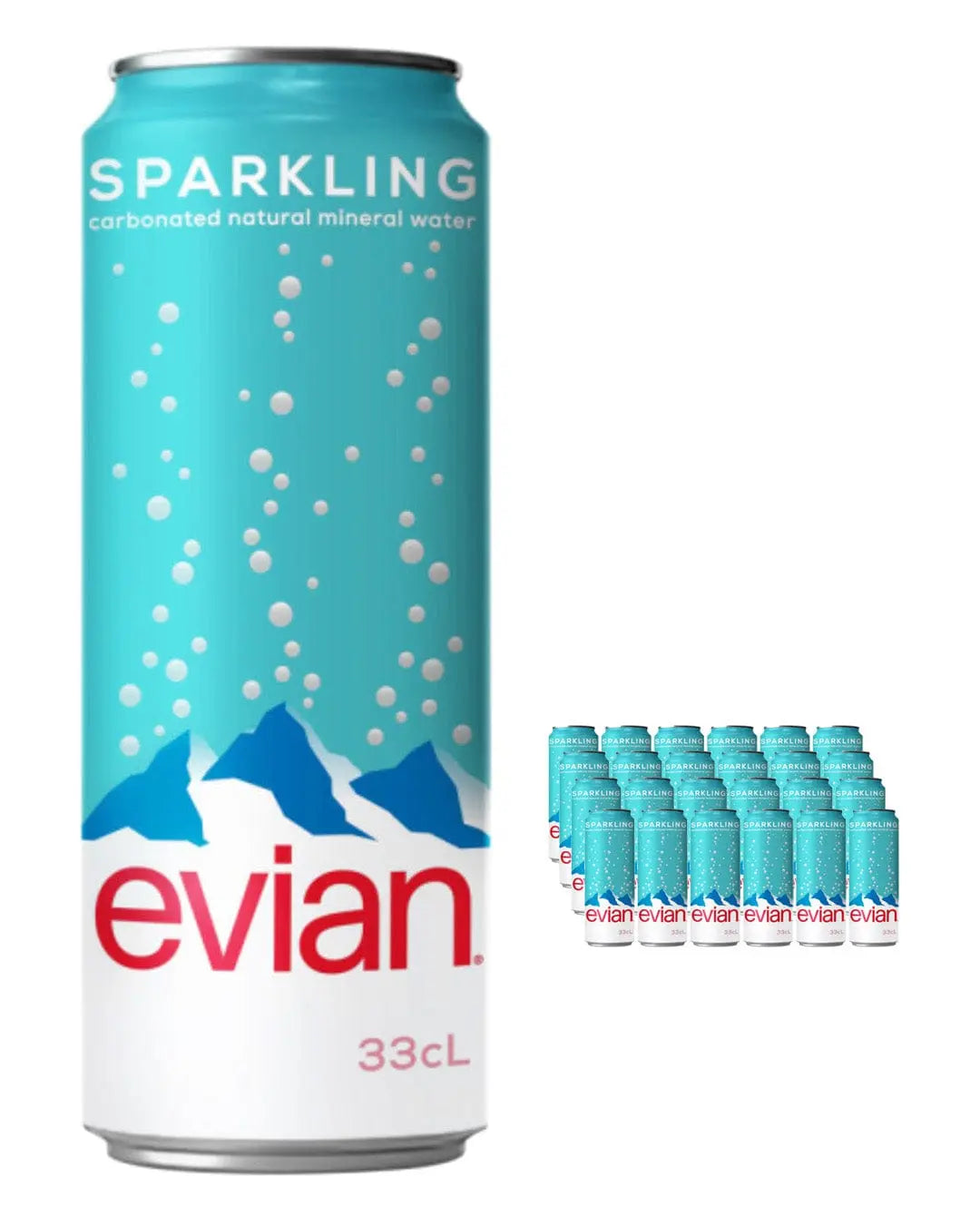 Evian Sparkling Water Can Multipack, 24 x 330 ml Water