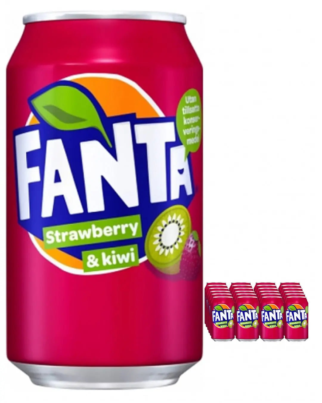 Fanta Strawberry & Kiwi Can Multipack, 24 x 330 ml Soft Drinks & Mixers