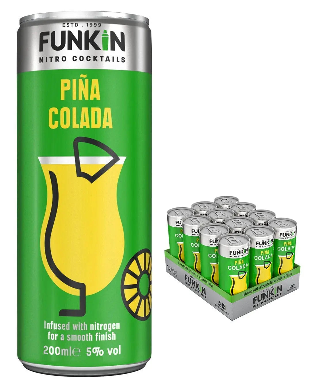 Funkin Nitro Pina Colada Can Multipack, 12 x 200 ml Ready Made Cocktails 5060065302285