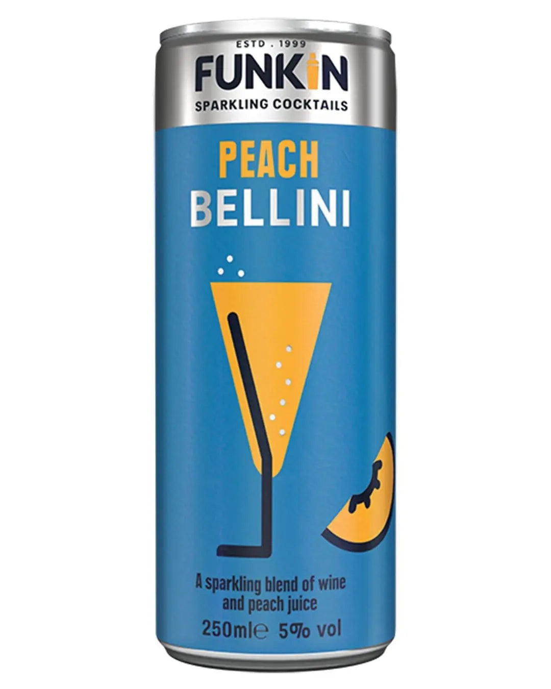 Funkin Sparkling Peach Bellini Can, 250 ml Ready Made Cocktails 5060065302452