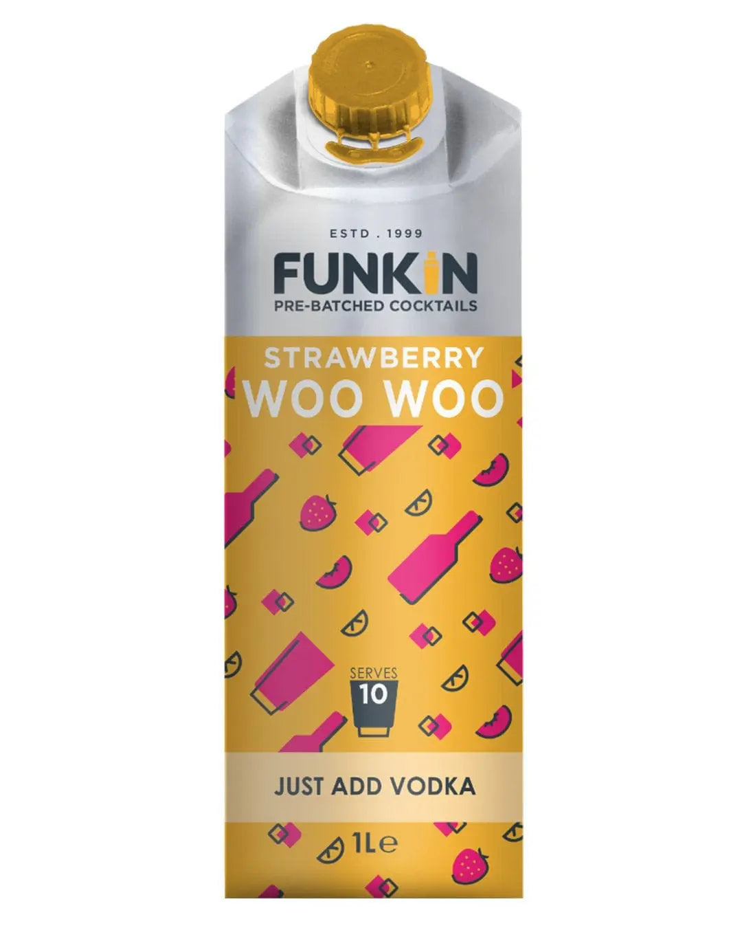 Funkin Strawberry Woo Woo Mixer Cocktail Carton, 1 L Ready Made Cocktails 5060065308546