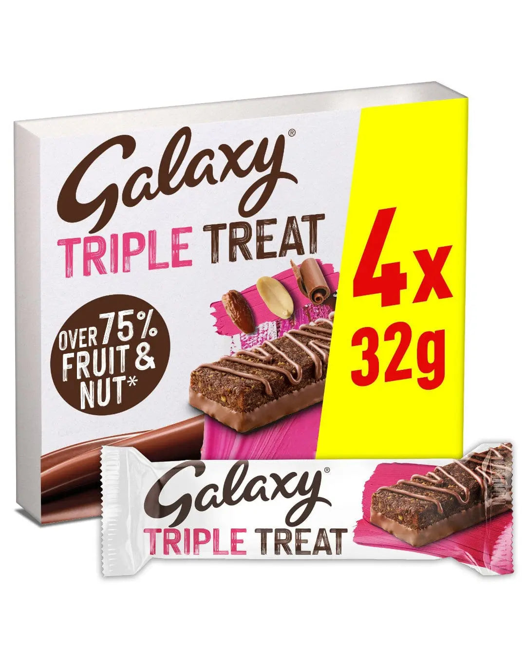 Galaxy Triple Treat Fruit Nut and Chocolate Bar, 4 x 32 g BBE 03/08/2023 Chocolate 5056357905630