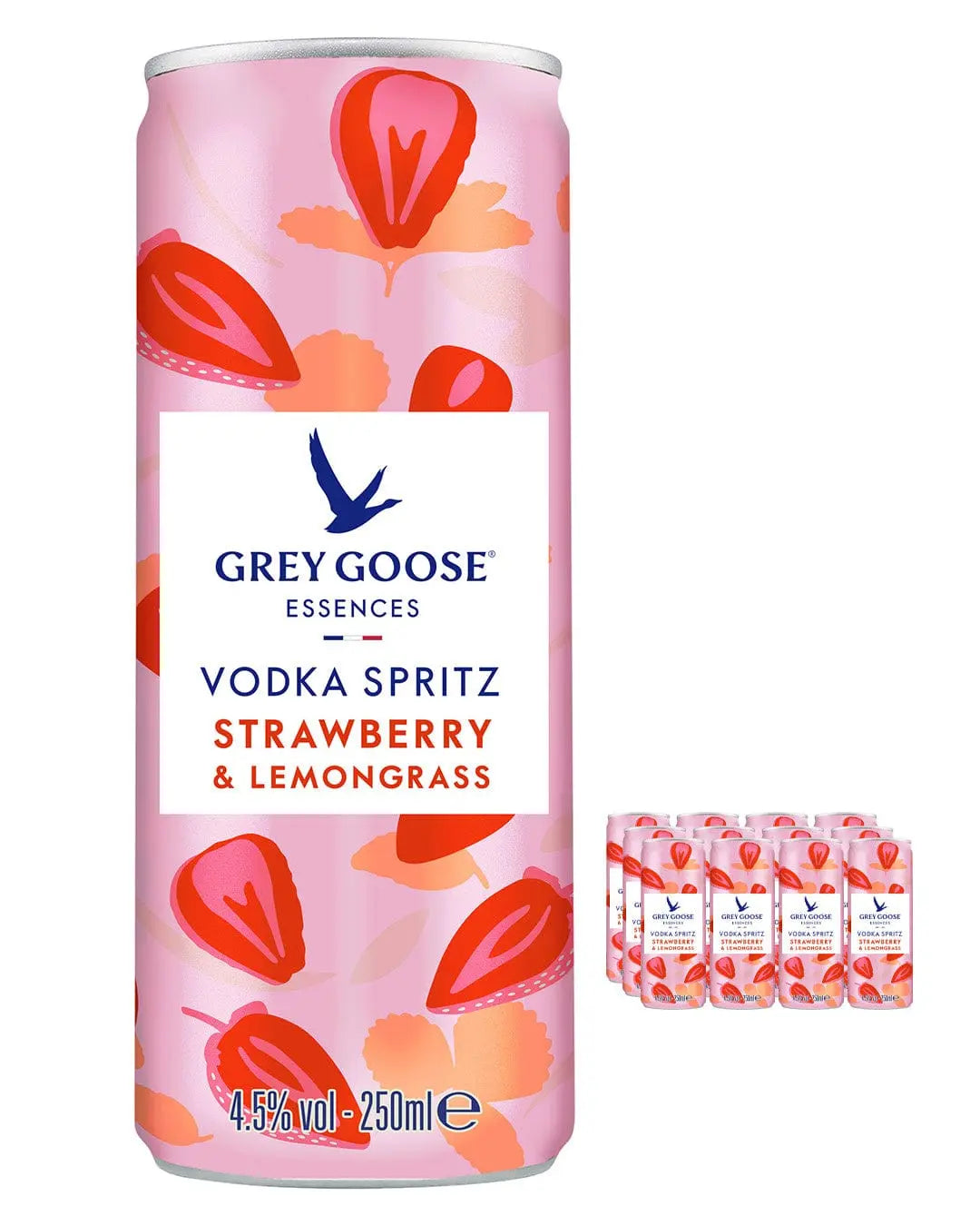 Grey Goose Essences Strawberry & Lemongrass Premixed Can Multipack, 12 x 250 ml Ready Made Cocktails
