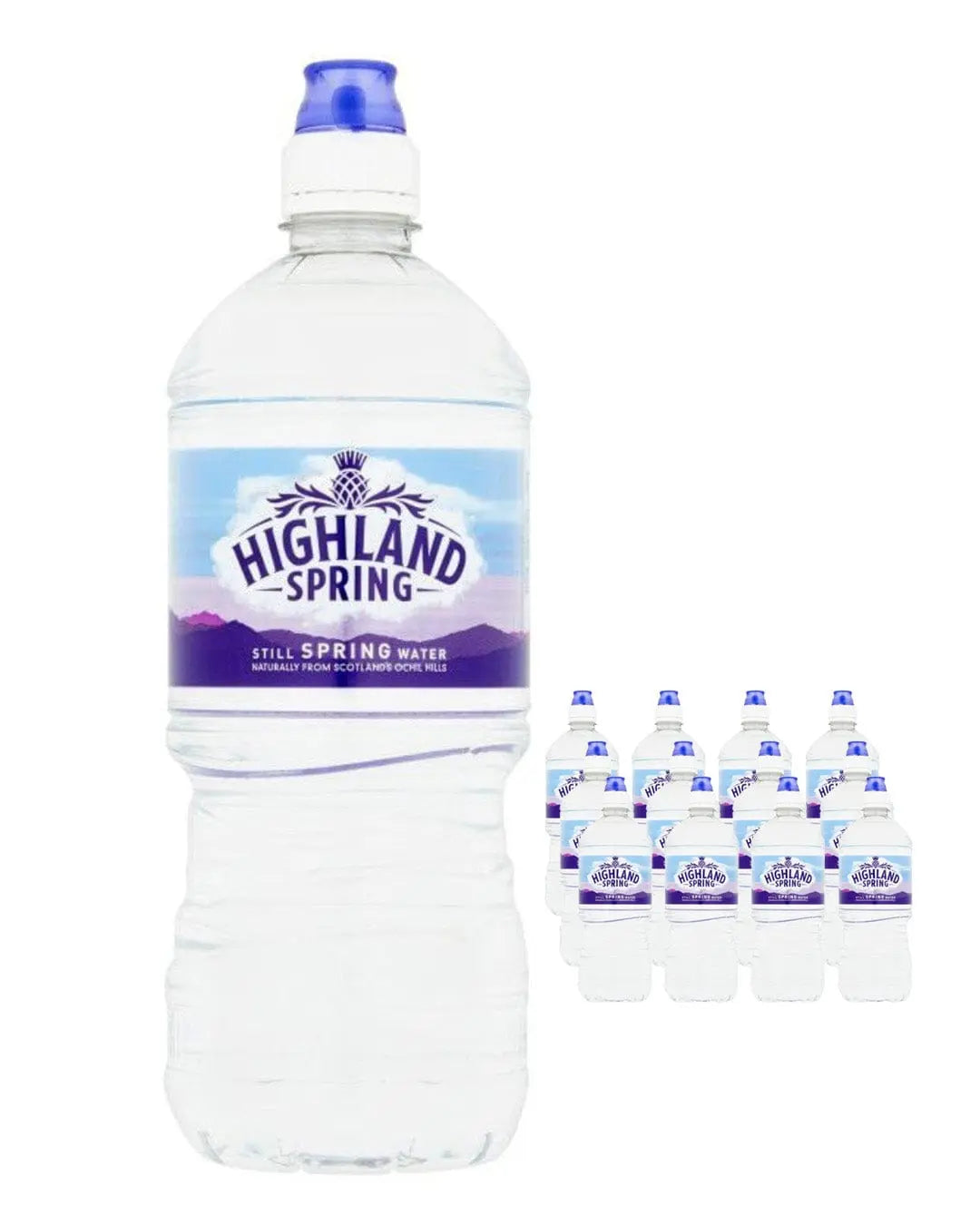 Highland Spring Still Sport Cap Water Bottle Multipack, 12 x 1 L Water
