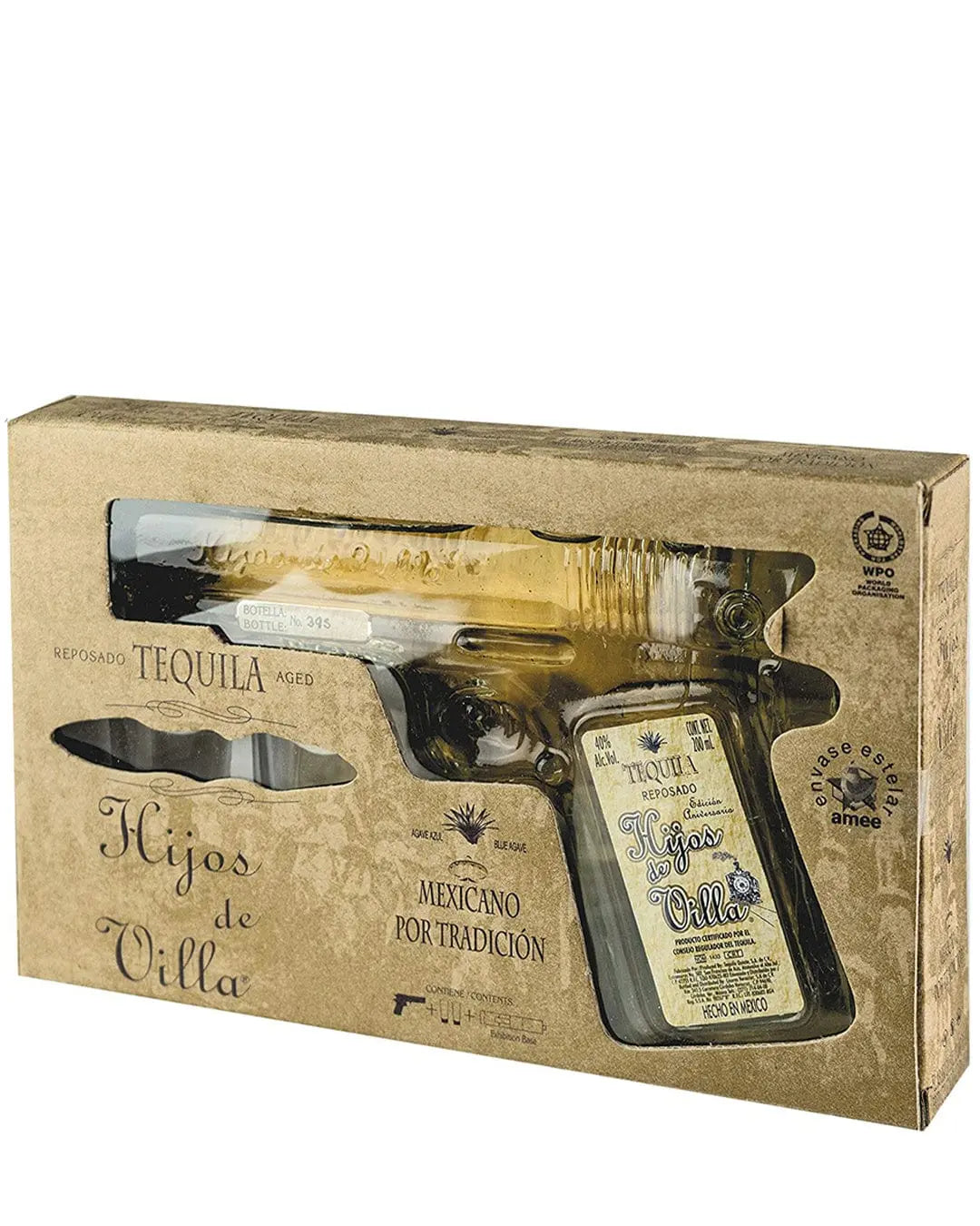 Hijos de Villa Reposado Pistol Gun & Shot Glass Miniature Gift Set, 20 cl Tequila & Mezcal 7501398260197