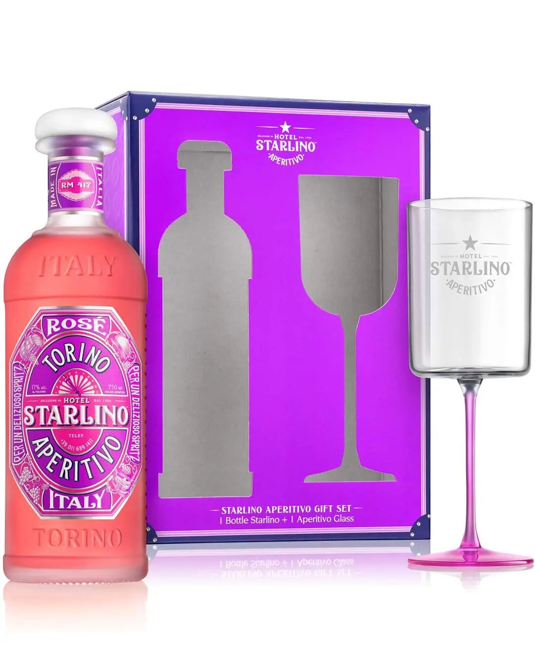Hotel Starlino Rosé Aperitivo Spritz Gift Set with Aperitivo Glass, 75 cl Liqueurs & Other Spirits