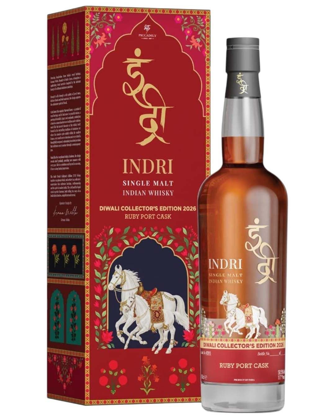 Indri Diwali Collector's Edition 2026 Ruby Port Cask Indian Single Malt Whisky, 70 cl whisky