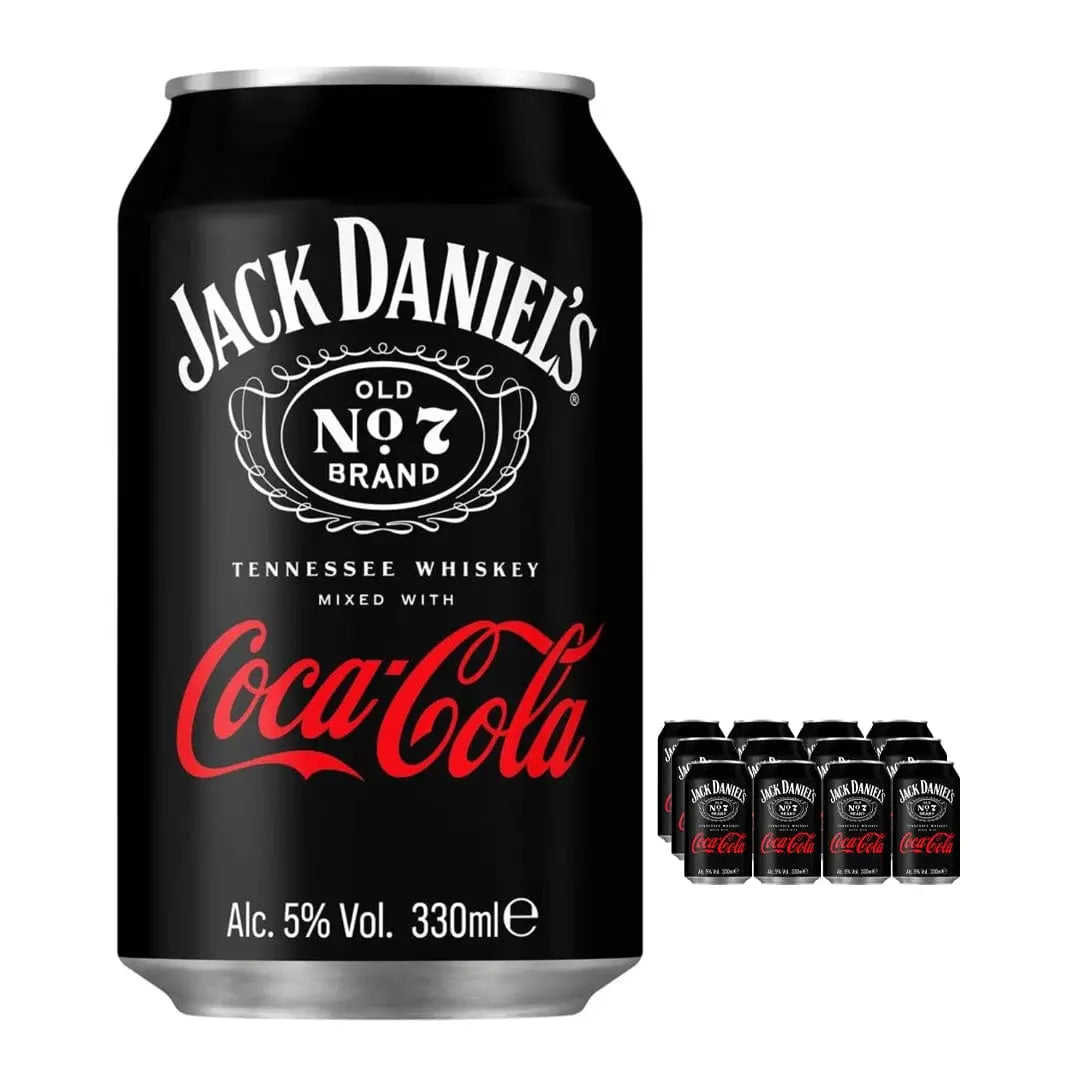 Jack Daniel's Old No. 7 Tennessee Whiskey & Cola Premixed Can Multipack, 12 x 330 ml Ready Made Cocktails