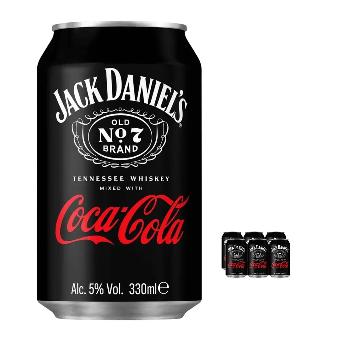 Jack Daniel's Old No. 7 Tennessee Whiskey & Cola Premixed Can Multipack, 6 x 330 ml Ready Made Cocktails