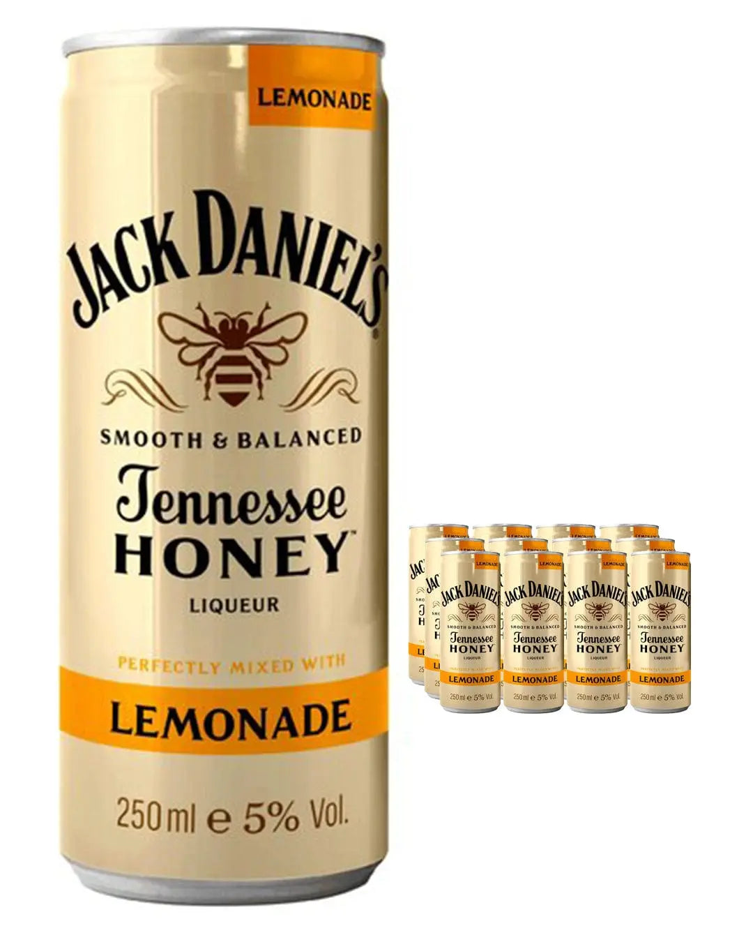 Jack Daniel's Tennessee Honey Whiskey and Lemonade Premixed Cocktail Price Marked Multipack, 12 x 250 ml Ready Made Cocktails