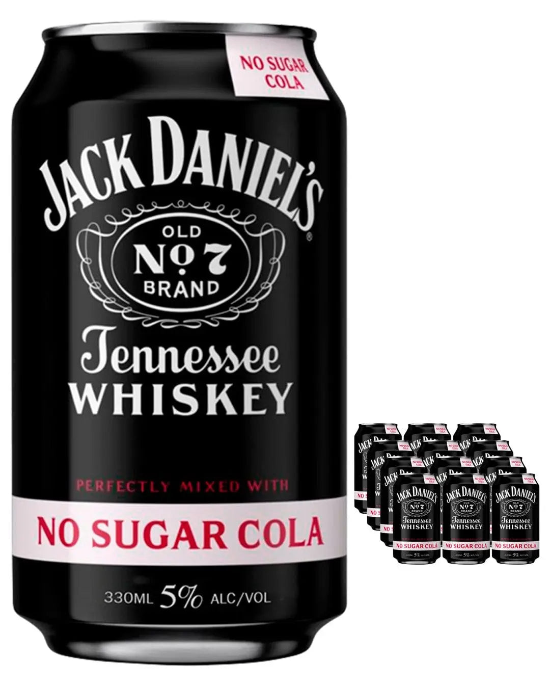 Jack Daniel's Whiskey & Zero Sugar Cola Premix Can Multipack, 12 x 330 ml Ready Made Cocktails