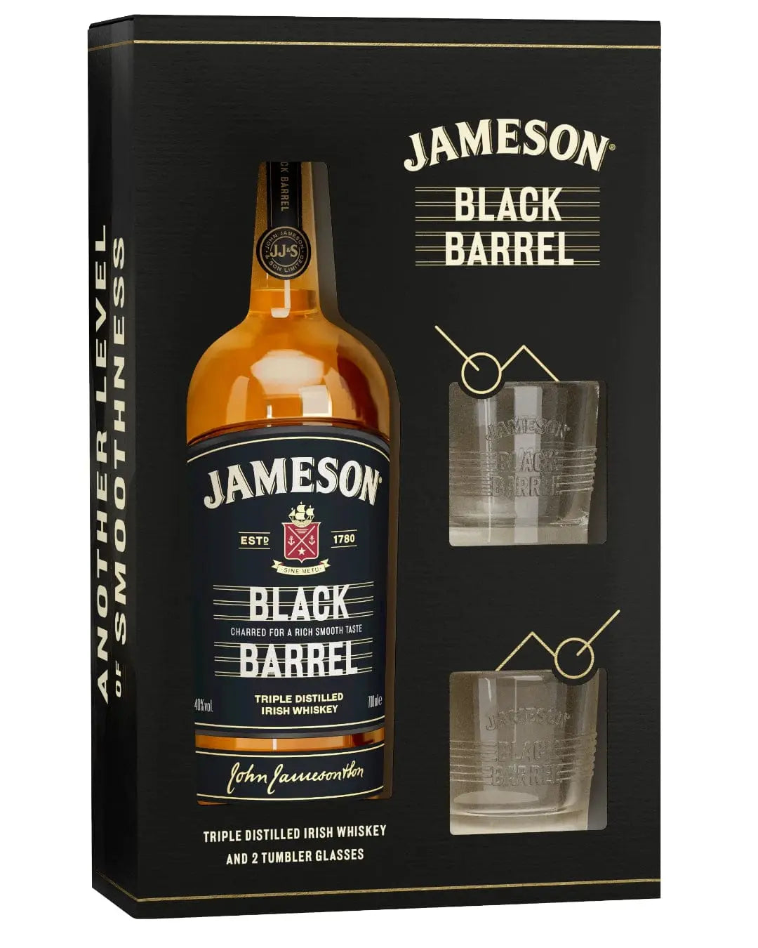 Jameson Black Barrel Irish Whisky with 2 Glasses Gift Pack, 70 cl Whisky