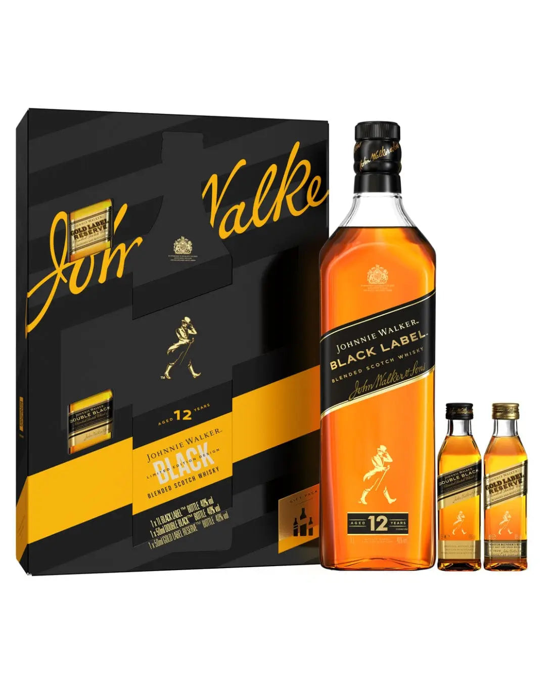 Johnnie Walker Black Label With 2 Miniature Gift Pack, 70 cl Whisky