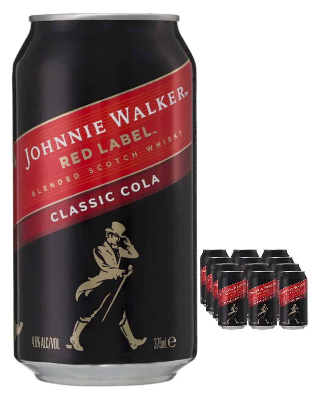 Johnnie Walker Red Label And Cola Premixed Cocktail Can Multipack, 12 x 330 ml Ready Made Cocktails