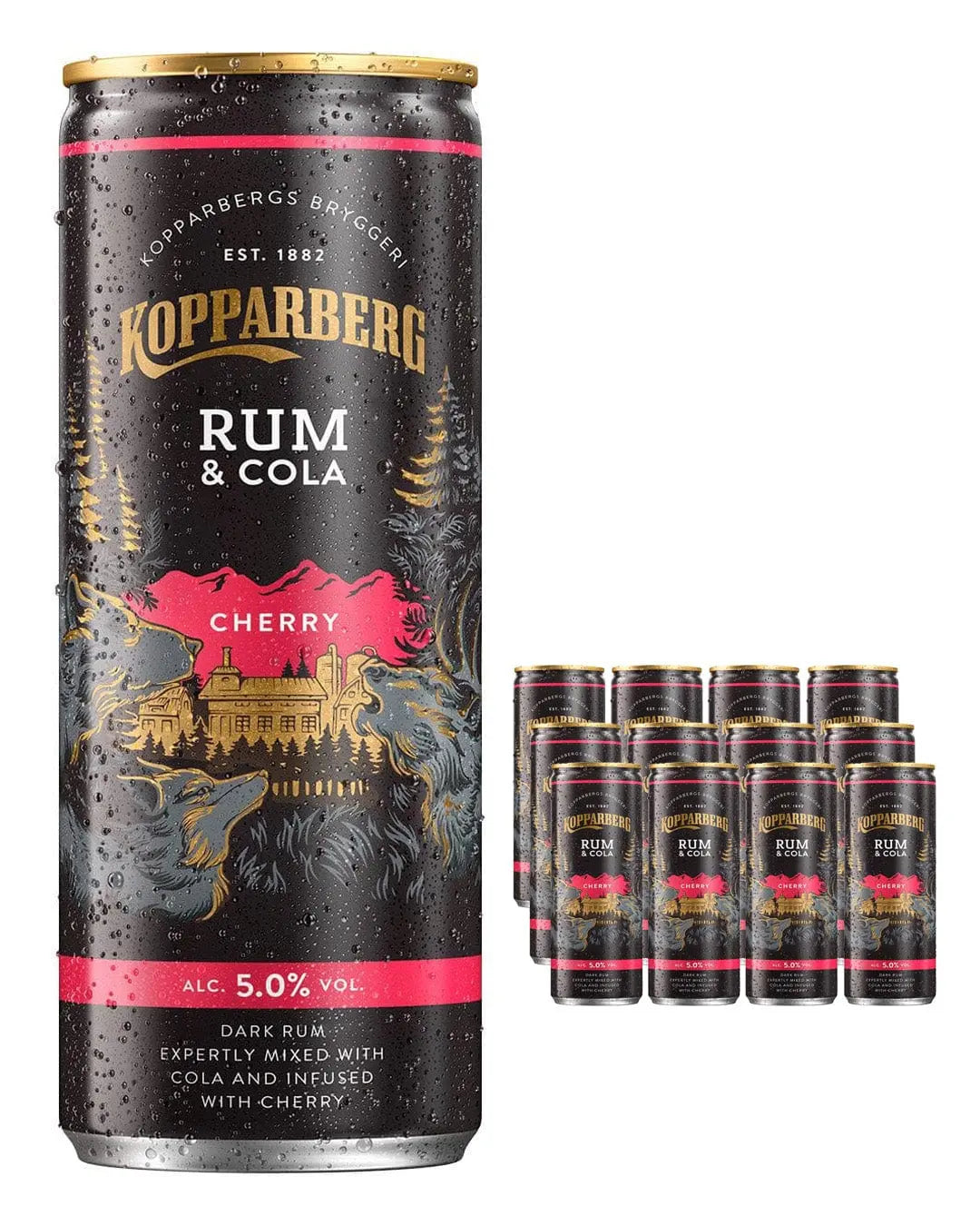 Kopparberg Cherry Spiced Rum & Cola Premixed Can Multipack, 12 x 250 ml Ready Made Cocktails