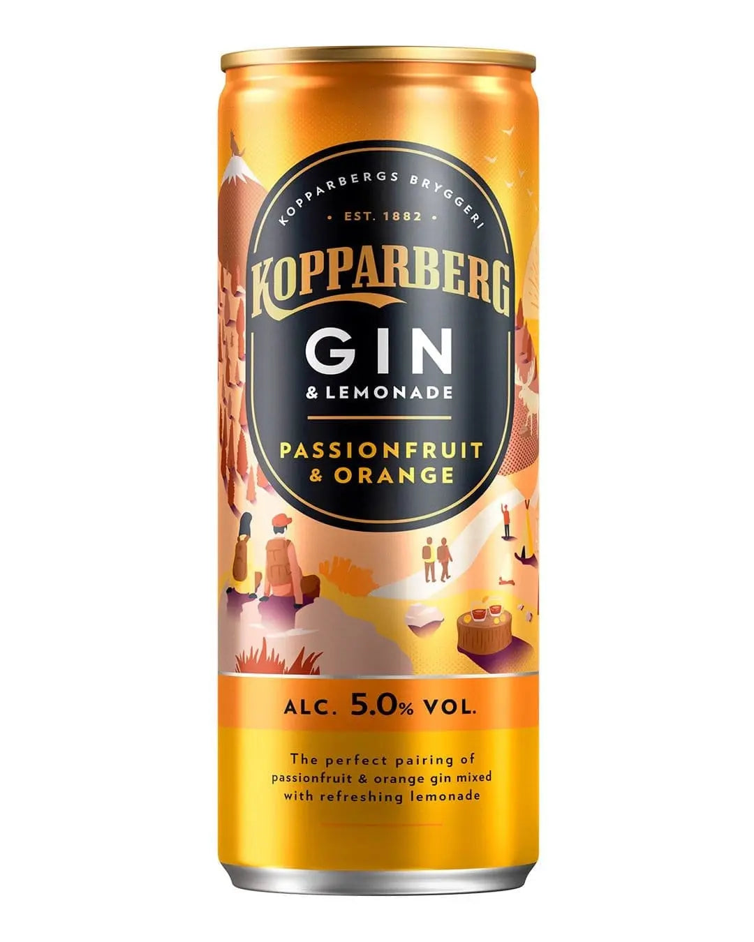 Kopparberg Passionfruit & Orange Gin and Lemonade Premixed Can, 250 ml Ready Made Cocktails 7393714645401
