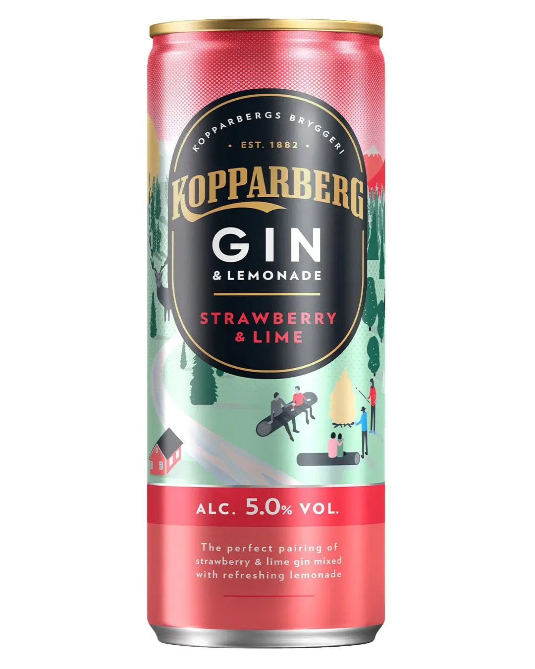 Kopparberg Strawberry & Lime Gin and Lemonade Premixed Can, 250 ml Ready Made Cocktails 7393714008503