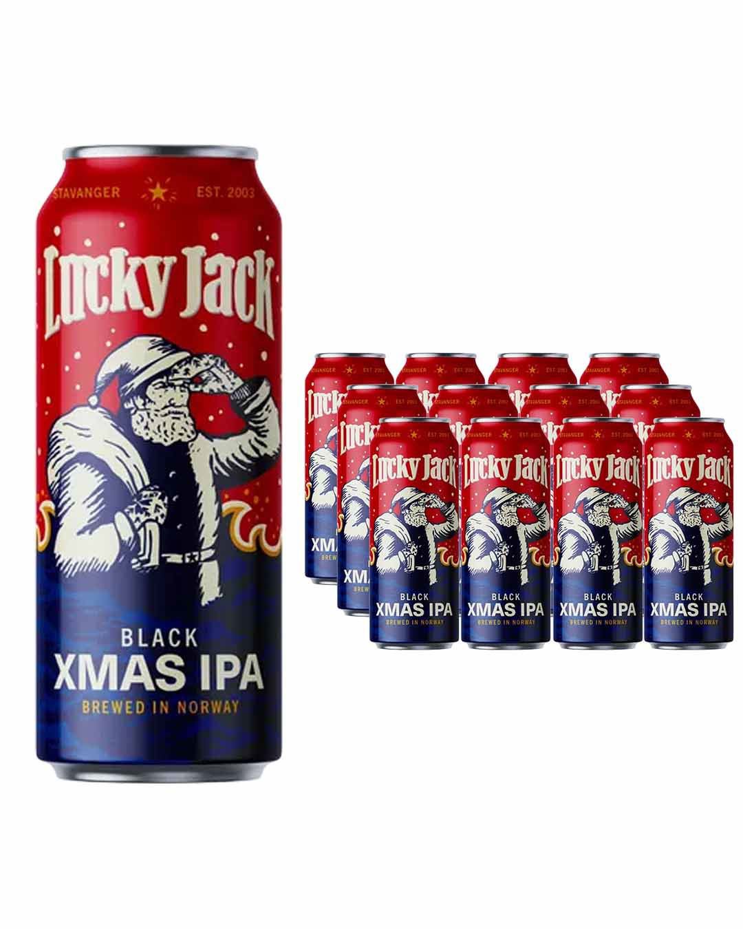 Lervig Lucky Jack Black Xmas IPA Can Multipack, 12 x 500 ml beer