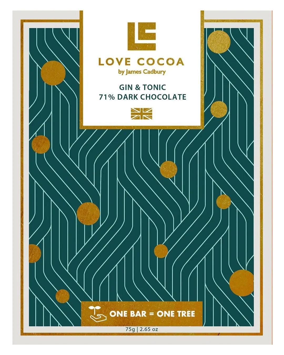 Love Cocoa Gin & Tonic 70% Organic Dark Chocolate Bar, 75 g Chocolate
