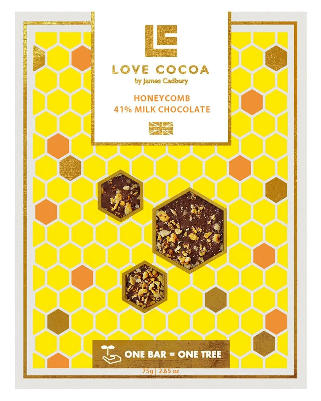 Love Cocoa Honeycomb 41% Milk Chocolate Bar, 75 g Chocolate