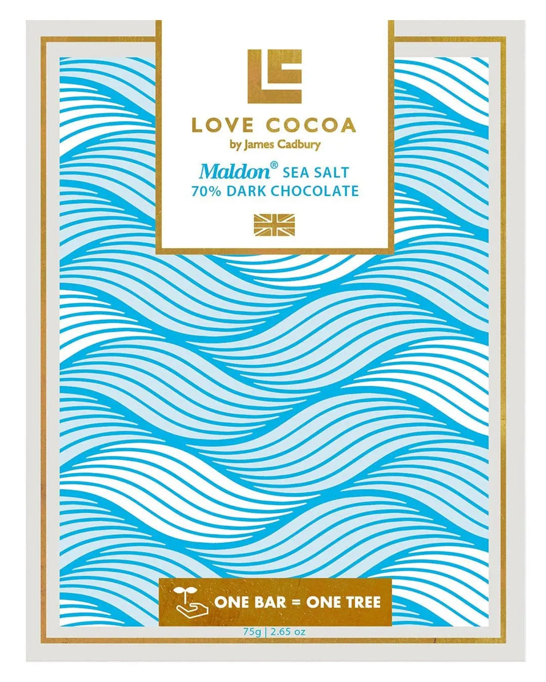 Love Cocoa Maldon Sea Salt Organic 70% Dark Chocolate Bar, 75 g Chocolate