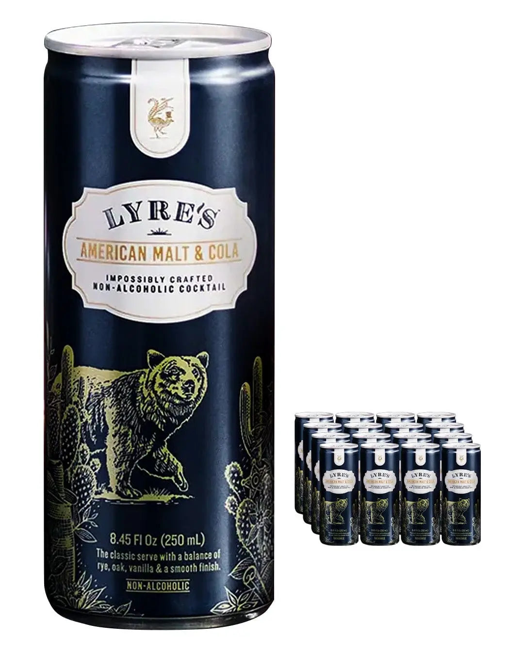 Lyre's American Malt & Cola Premix Non Alcoholic Drinks Multipack, 24 x 250 ml Ready Made Cocktails