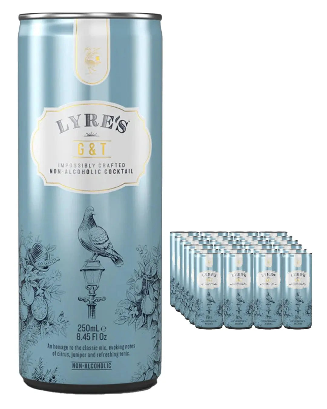 Lyre's Gin & Tonic Premix Non Alcoholic Drinks Multipack, 24 x 250 ml Ready Made Cocktails