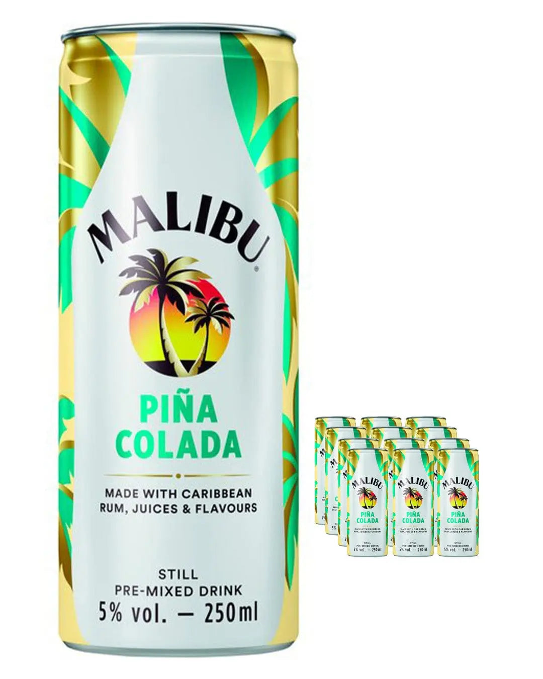 Malibu Pina Colada Pre-Mixed Can Multipack, 12 x 250 ml Ready Made Cocktails
