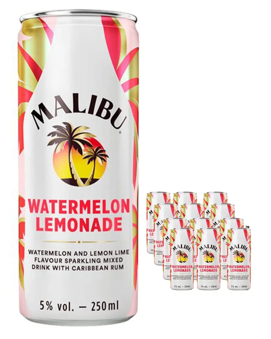 Malibu Watermelon & Lemonade Can Multipack, 12 x  250 ml Ready Made Cocktails