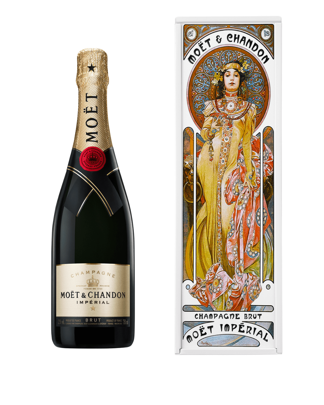 Moët & Chandon Brut Imperial Mucha Tin Golden Dress Champagne, 75 cl Champagne & Sparkling
