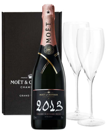 Moët & Chandon Grand Vintage Rosé 2013 Champagne With Complimentary Glasses, 75 cl Champagne & Sparkling