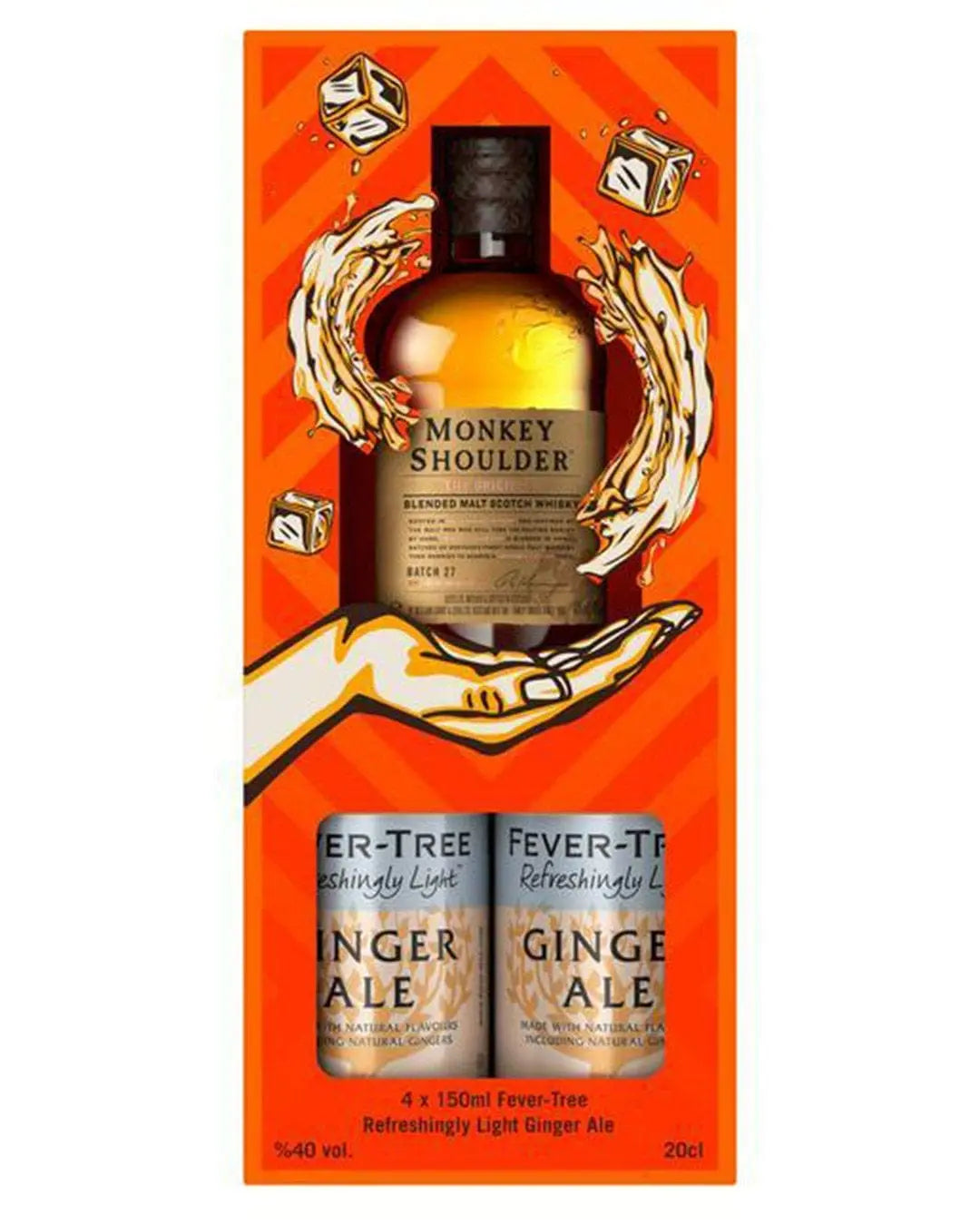 Monkey Shoulder Blended Malt Scotch Whisky Ginger Gift Pack, 1 x 20 cl + 4 x 150 ml Whisky 5010327498003