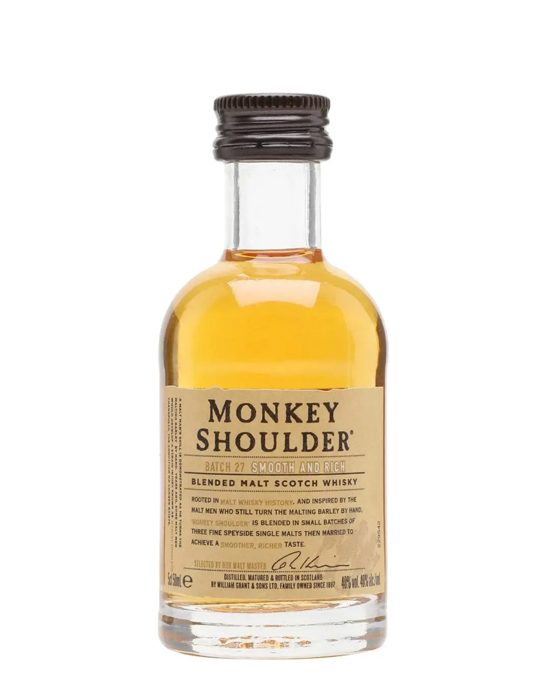 Monkey Shoulder Blended Malt Whisky Miniature, 5 cl Spirit Miniatures 5010327609003