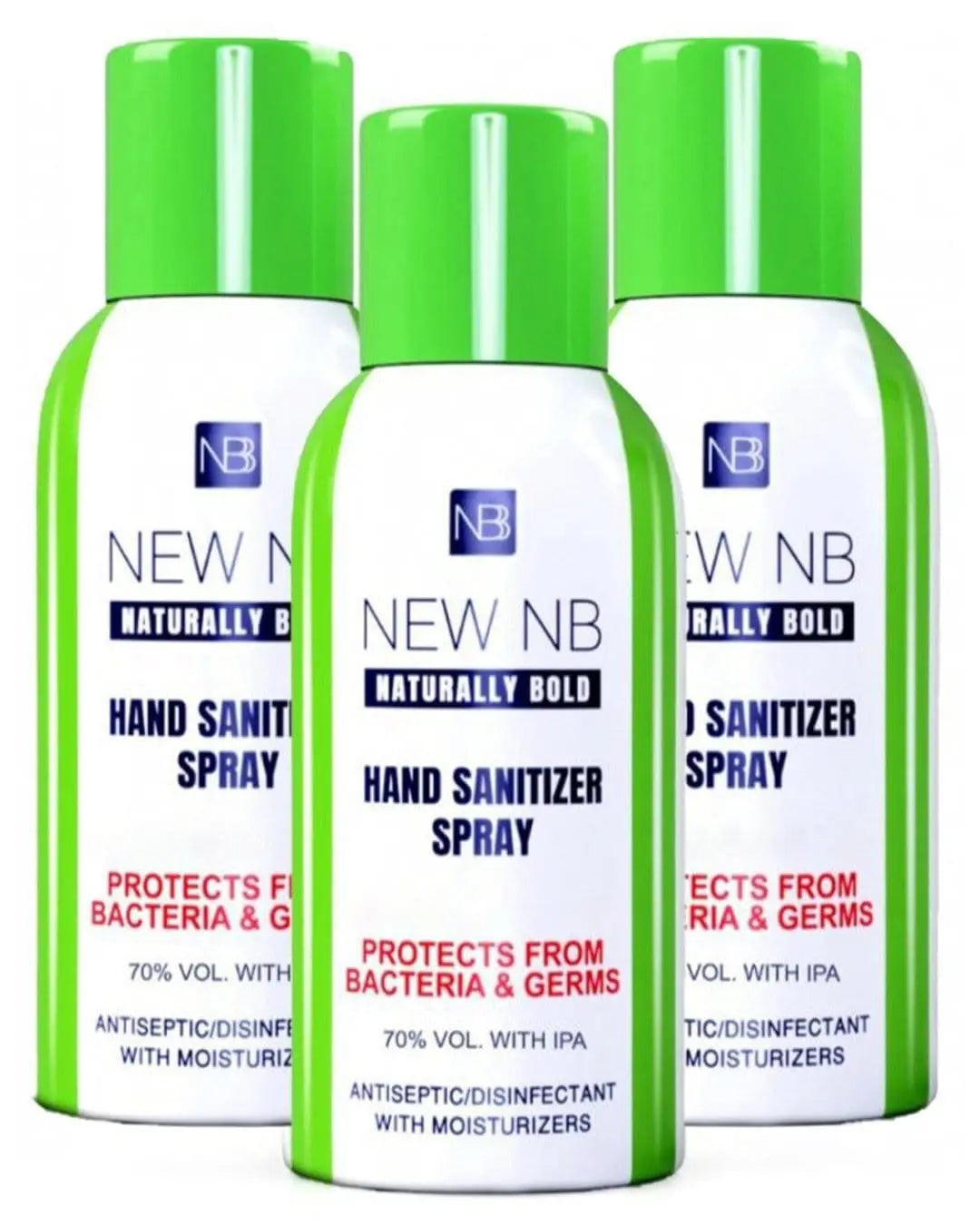 New NB Naturally Bold Hand Sanitiser Spray (70% Alc.) Multipack, 3 x 120 ml Hand Sanitizers