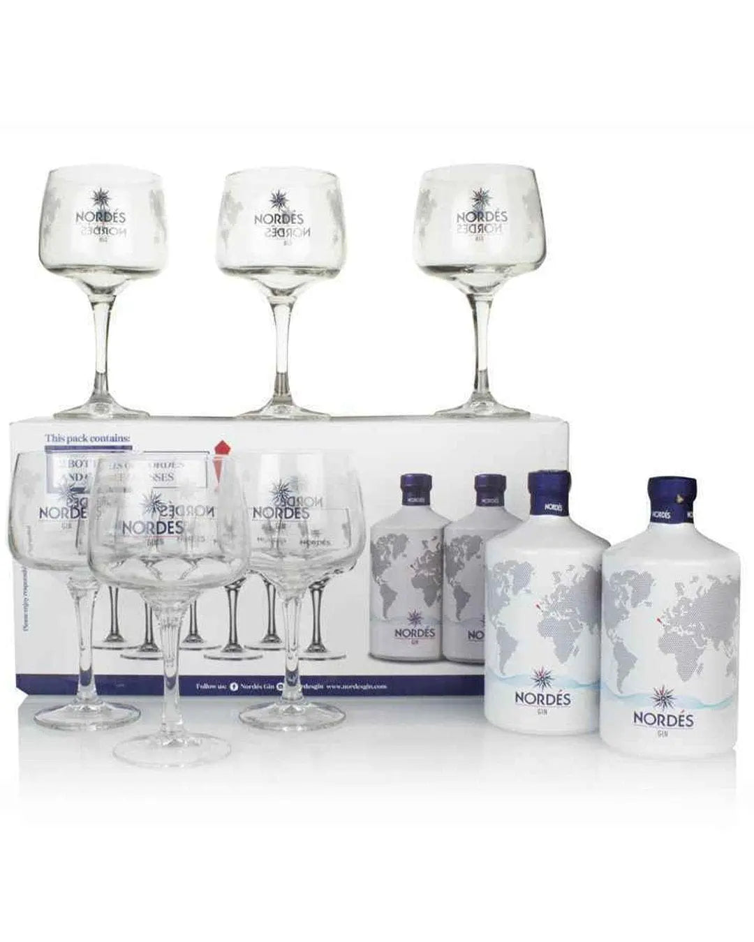 Nordés Atlantic Galician Gin Double Glass Gift Pack, 2 x 70 cl Gin 8435449501153