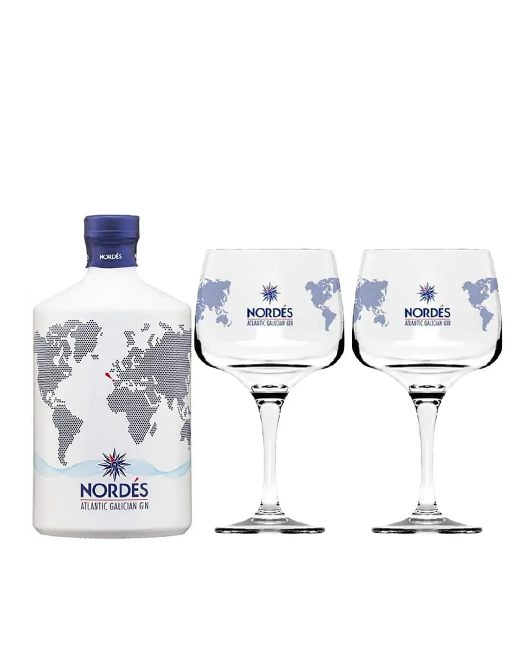 Nordés Atlantic Galician Gin Gift Pack With 2 Glasses, 70 cl Gin