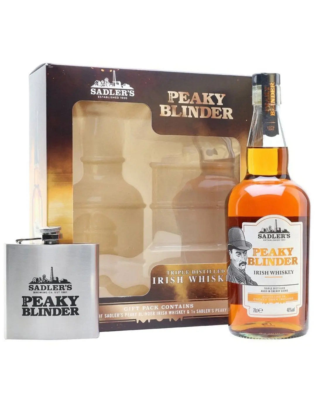 Peaky Blinder Irish Whiskey & Hip Flask Gift Set, 70 cl Whisky 5011166056928