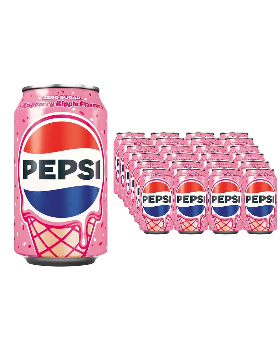 Pepsi Raspberry Ripple Zero Sugar Cola Can Multipack, 24 x 330 ml cola