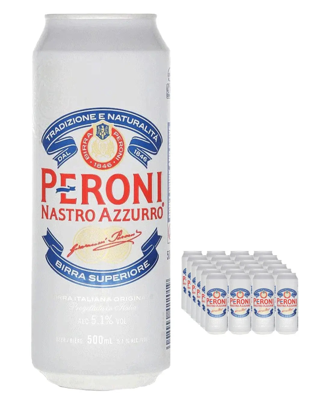 Peroni Nastro Azzurro Premium Lager Cans Multipack, 24 x 500 ml Beer