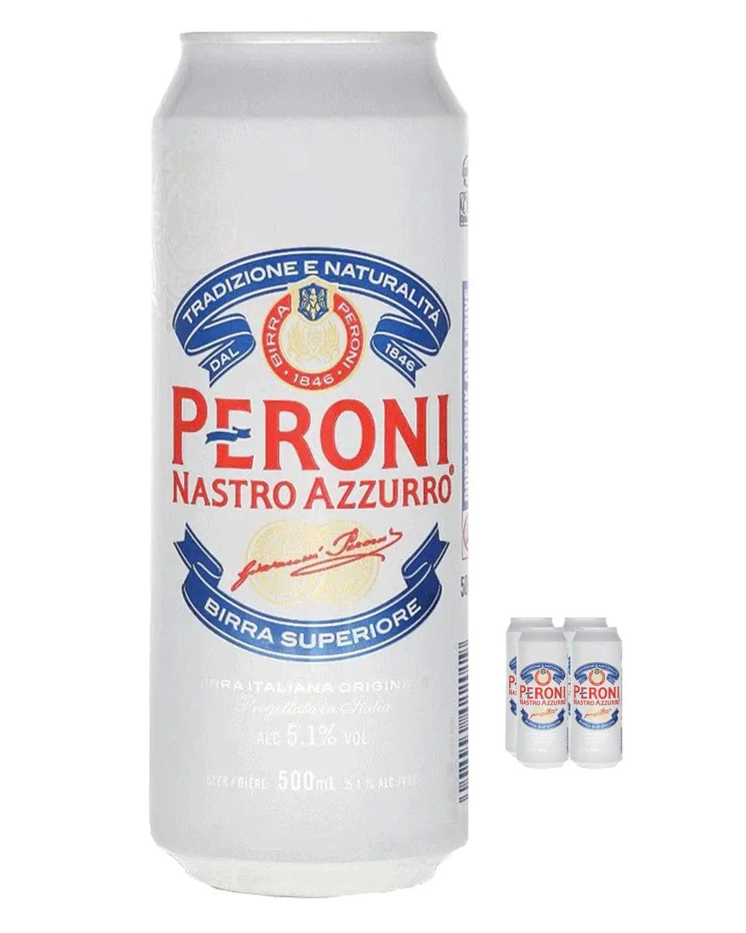 Peroni Nastro Azzurro Premium Lager Cans Multipack, 4 x 500 ml Beer