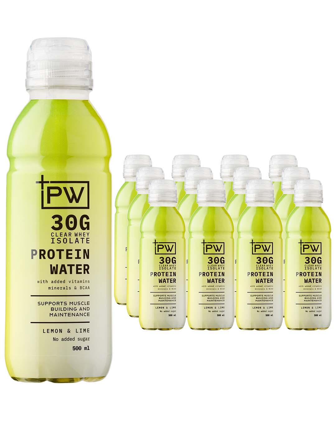 +PW Lemon & Lime Protein Water, 12 x 500 ml Functional Drinks 5060319442972