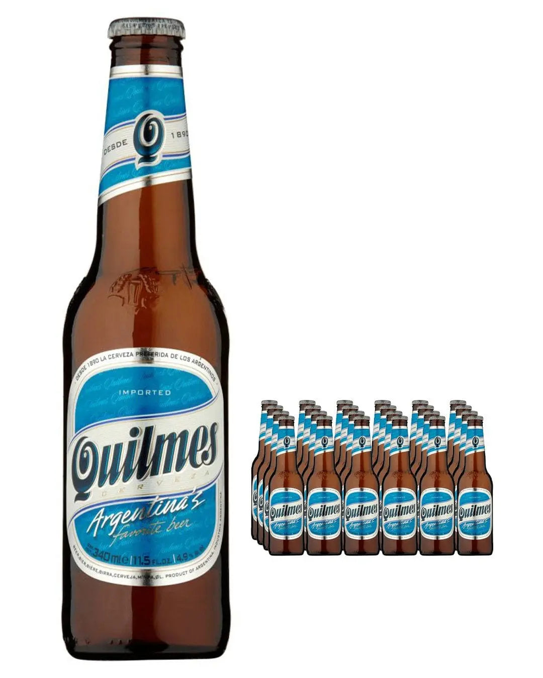Quilmes Cerveza Premium Lager Beer Bottle Multipack, 24 x 340 ml Beer