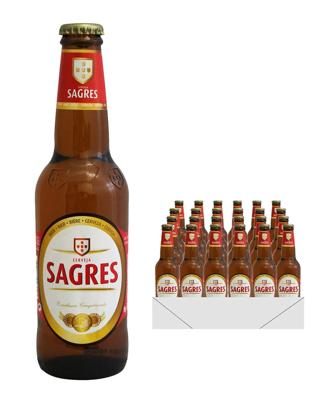 Sagres Premium Lager Beer Bottle Multipack, 24 x 330 ml Beer
