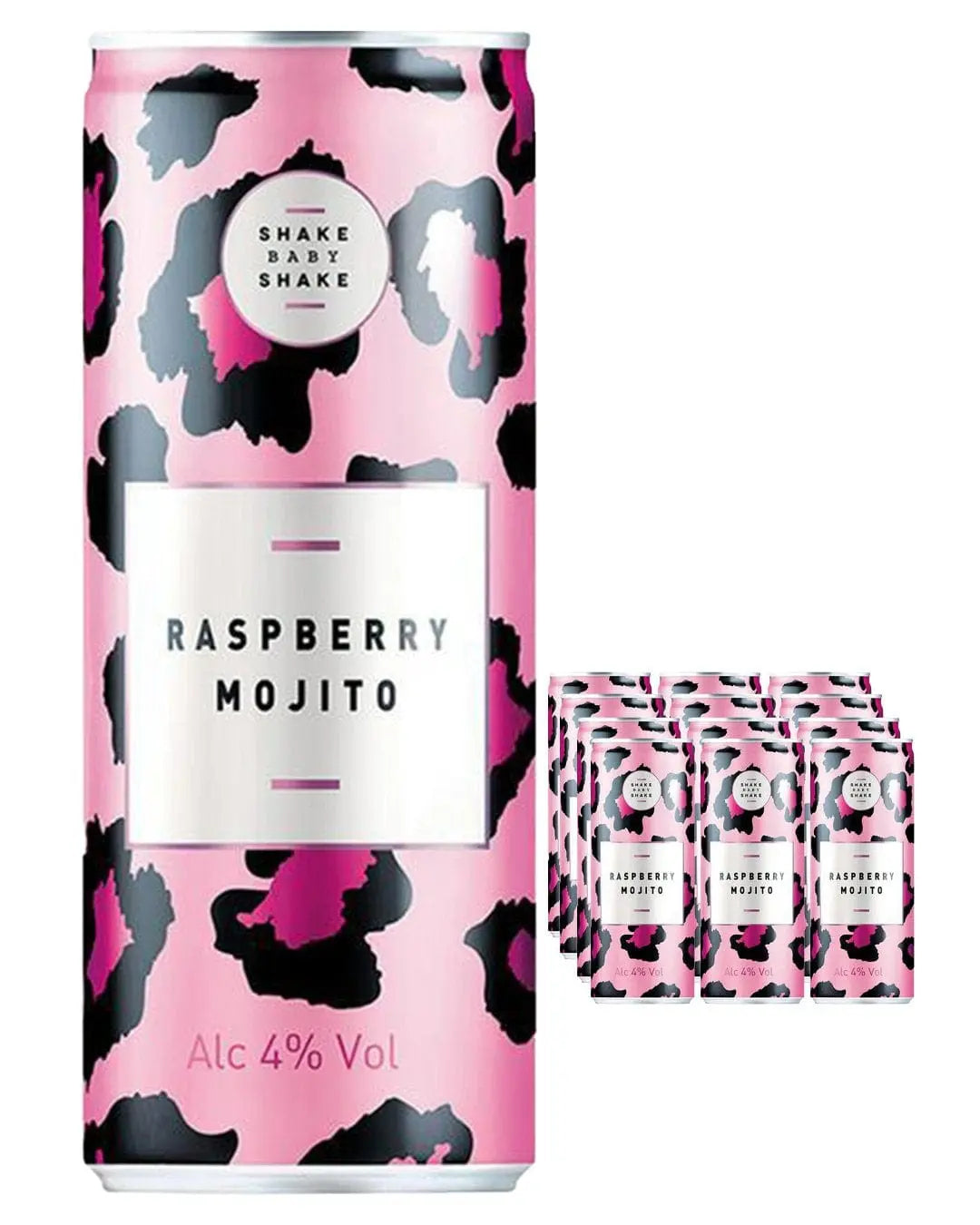 Shake Baby Shake Raspberry Mojito Premixed Cocktail Multipack, 12 x 250 ml Ready Made Cocktails