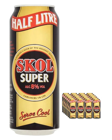 Skol Super Lager Beer, 24 x 500 ml Beer