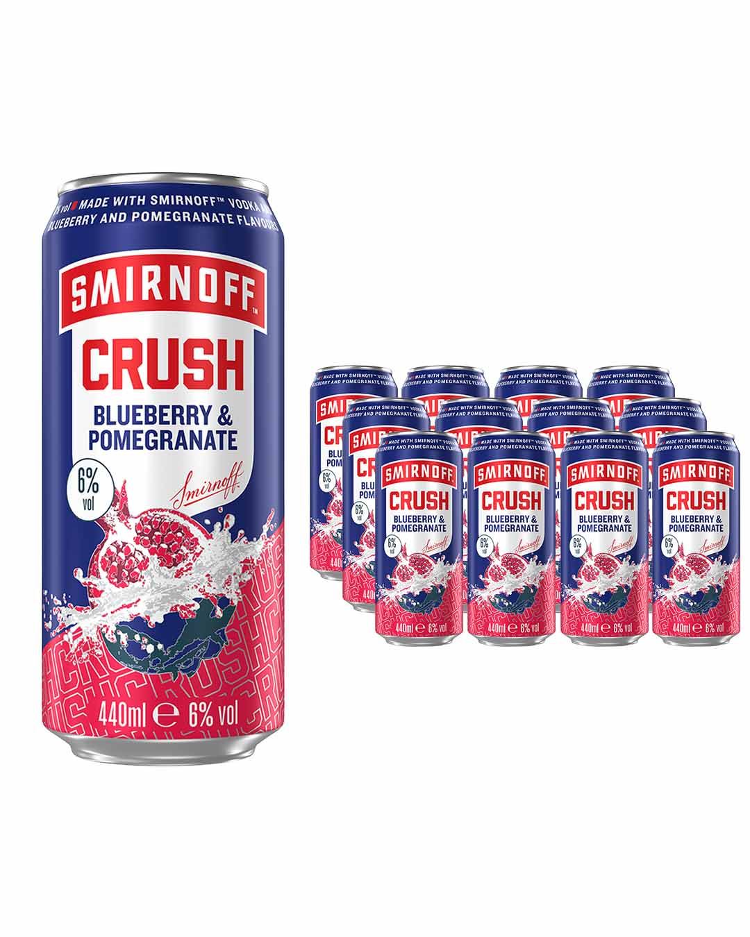 Smirnoff Crush Blueberry & Pomegranate Can Multipack, 12 x 440 ml Ready To Drink