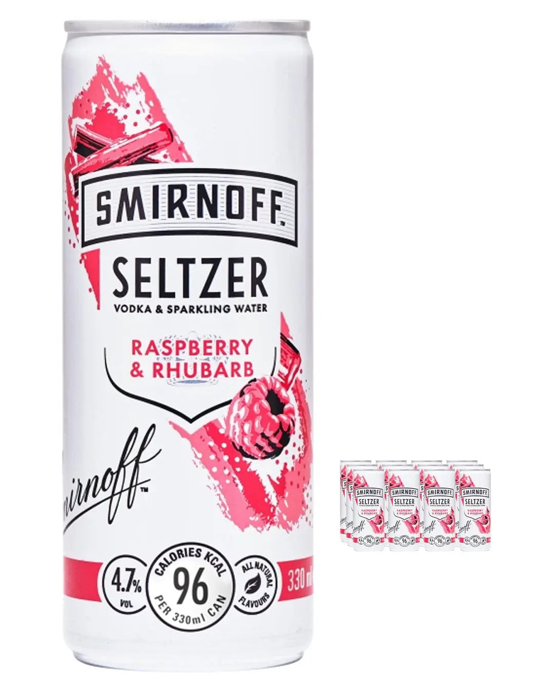 Smirnoff Seltzer Raspberry & Rhubarb Multipack, 12 x 250 ml Ready Made Cocktails